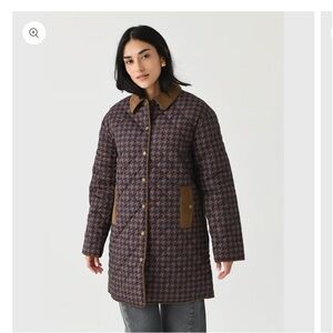 NWOT Kule Georgie Coat in Navy / Brown Houndstooth with Corduroy Trim / Collar